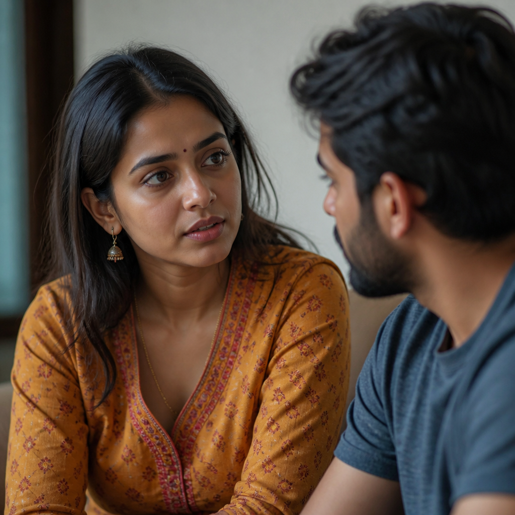 A close-up of two people talking openly and honestly